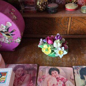 Vintage Bone China Flower Bouquet Romantic Cottagecore Accent Fairycore